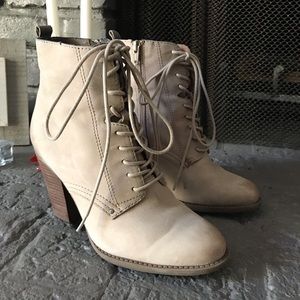Beige Lace up Booties
